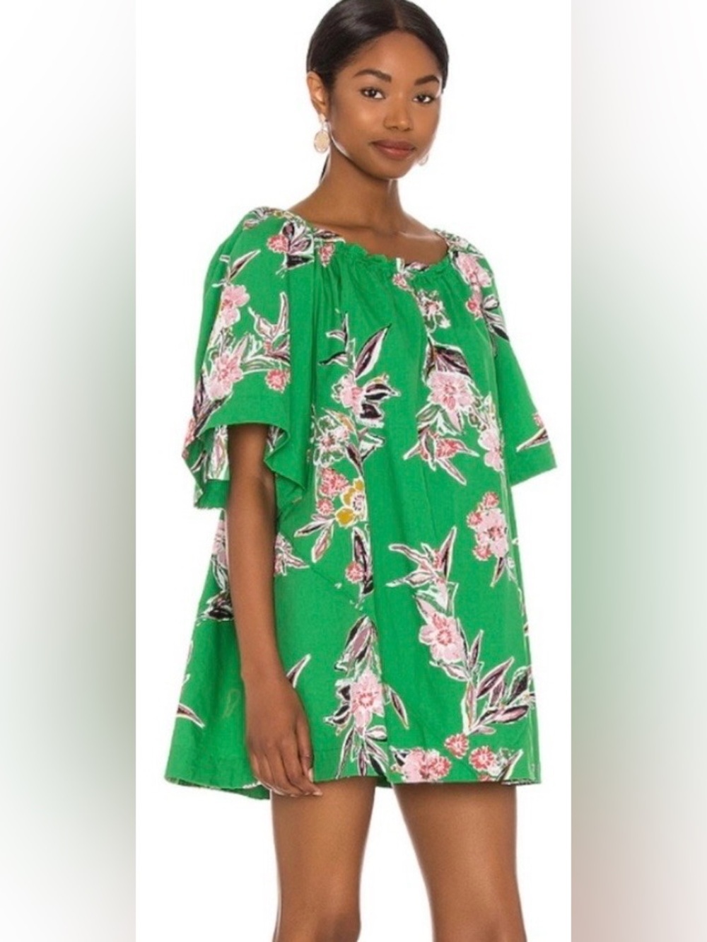 Free People Retro Floral Off-The-Shoulder Tunic Dress NWOT | Medium